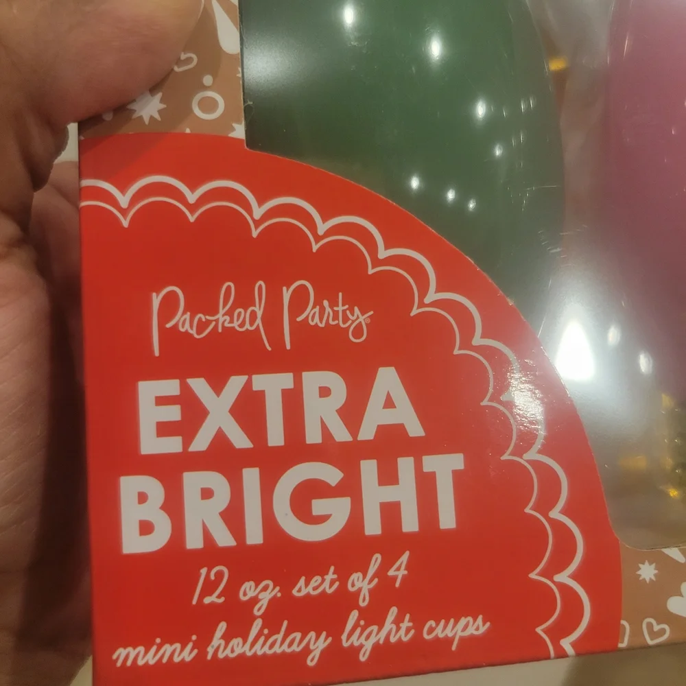 Packed Party Festive Holiday Monogram Lightbulb Cups - Green, Pink, Red, Blue